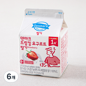 덴마크 드링킹 요구르트 딸기, 275ml, 6개