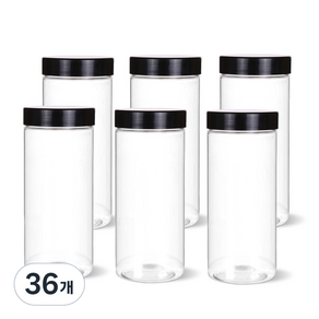 팜스원형 밀폐용기 500ml 블랙, 36개, 본체 + 뚜껑