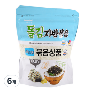 바다원 오리지널 돌김자반 볶음, 60g, 6개