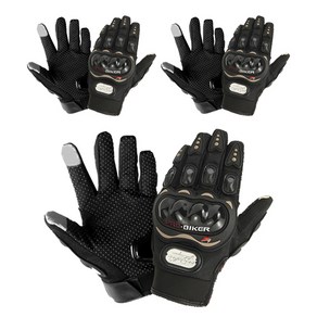 블럭마트 PRO BIKER 오토바이 터치 장갑 3p, 블랙