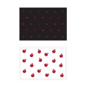 서머스트 실리콘 테이블매트 RED ABC + RED APPLE, 블랙, 화이트, 425 x 295 mm, 2개