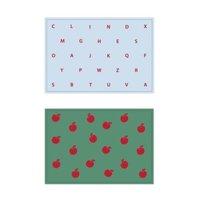 서머스트 실리콘 테이블매트 RED ABC + RED APPLE, 스카이블루, 카키그린, 425 x 295 mm, 2개