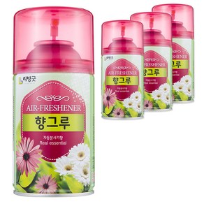 리빙굿 향그루 자동분사기 리필 유자향, 280ml, 4개