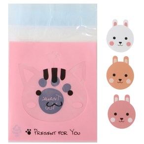 황씨네도시락 접착 애니멀 봉투 고양이 100p + 토끼 스티커 100p, 1세트