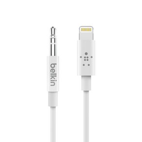 벨킨 3.5mm AUX 오디오 to 라이트닝 8핀 아이폰 케이블 1.8m, AV10172bt06, 화이트