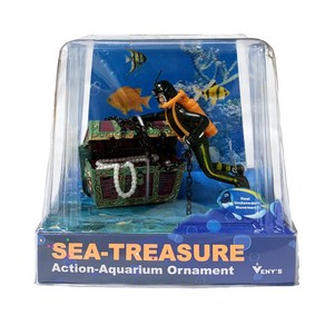 SEA TREASURE 블랙 잠수부 엑션 에어 수조장식