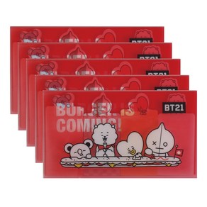 BT21 PP커버 점착 메모지 4종 세트, 레드, 5세트