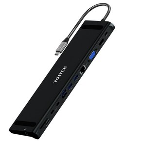 요이치 썬더볼트3 바이링크 12in1 c타입 USB 허브 YHUB-100, 블랙, 1개