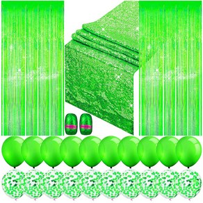 마켓감성 파티커튼 식탁보 파티세트, 그린, 1세트