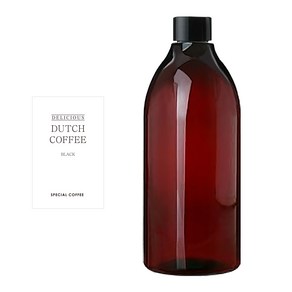 AP1000갈색 페트병 1000ml + 검정캡 + 스티커 심플영문더치커피L, 10세트