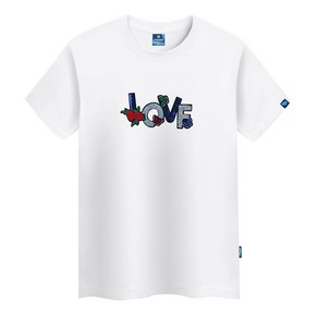 진마니아 LOVE 스팽글 자수 라운드 남녀공용 빅사이즈 반팔티 TS-801