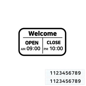 스위트스페이스 오픈클로즈 AM/PM 시간표시 스티커 옵션10 + 여분 숫자 스티커 2p 세트