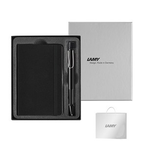 LAMY 사파리 볼펜 + 기프트 노트 세트, 샤이니블랙, 1세트