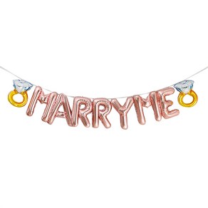 알파벳 은박풍선 MARRY ME + 다이아반지 세트, 혼합색상, 1세트