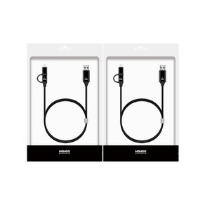 호후 4 in 1 고속 충전 케이블 C타입 라이트닝 A타입 usb 60w 120cm 2p + 미니 벨크로 타이 2p, 블랙, 1개