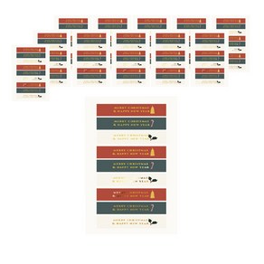 인디케이 금박성탄절 직사각 키트 스티커 3종 x 3p 세트, 혼합색상, 12세트