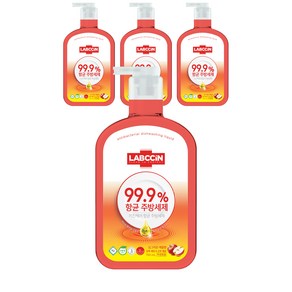랩신 항균 주방세제 용기 싱그러운 애플향, 4개, 750ml