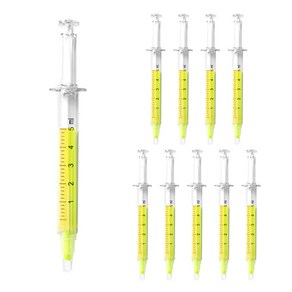 주사기 형광펜, 옐로우, 10개
