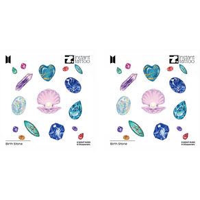 인스턴트타투 BTS 탄생석 타투스티커, 2세트, 혼합색상