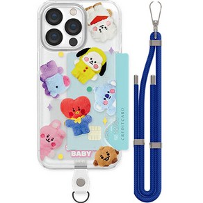 BT21 플러피 스마트 탭 핸즈 스트랩 반투명 슬림카드 휴대폰 케이스