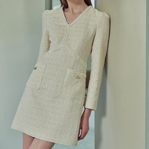 오앨 V NECK TWEED MINI DRESS