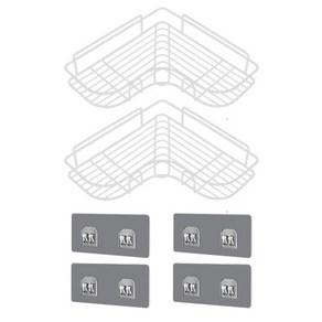 스타리움 무타공 코너 접착식 욕실 선반, 화이트, 2개