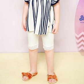 젤리스푼 여아용 살랑살랑 레이스 5부 스판 레깅스