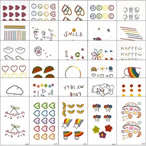 러비쉬 스티커 귀여운 반영구 헤나 판박이 대용량 타투 30종 세트 컬러팝