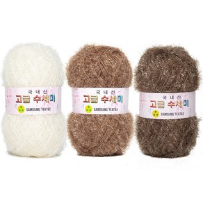 yana 고급 수세미 뜨개실 80g x 3종 + 도안 3종 세트, X4 모카라떼, 1개