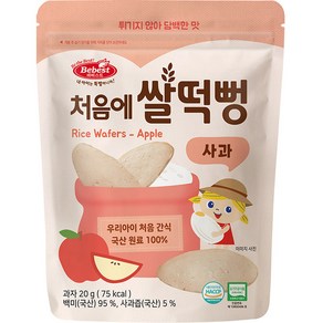 베베스트 유아용 유기농 처음에 쌀떡뻥 사과 과자, 20g, 1개