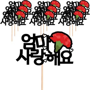 비비드레인 장식 데코 메세지픽 케이크토퍼, 586 엄마사랑해요, 10개