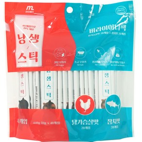 마이베프 냥생스틱 버라이어티팩 고양이 간식 참치 11g x 20p + 닭가슴살 11g x 20p 세트, 참치맛, 닭가슴살맛, 440g, 1세트