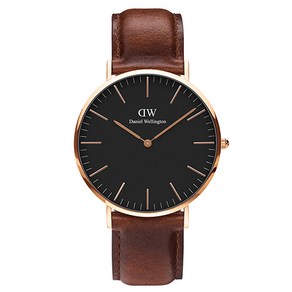 다니엘 남성용 웰링턴 CLASSIC ST MAWES 가죽밴드 시계 40mm