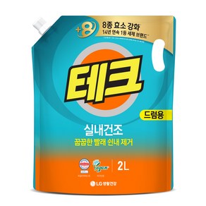 [비건라이프] 테크 실내건조 액체세탁세제 드럼 리필, 2L, 1개