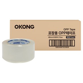 오공 박스 테이프 투명 48mm x 80m, 12개