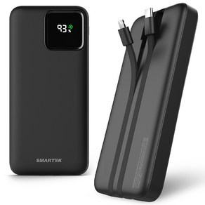 스마텍 PD 20W 10000mAh 2 in 1 고속충전 케이블 보조배터리 멀티단자, STPB-CB1, 블랙