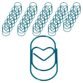 마켓감성 다양한 모양 클립 하트 블루, 50개입, 1개