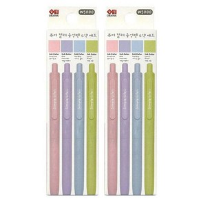 심플 파스텔 컬러 중성 펜 4종 세트 0.5mm, 혼합색상, 2세트