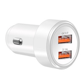 리버폭스 30W 듀얼 USB 2포트 차랴용 고속충전기, TE-349, 화이트