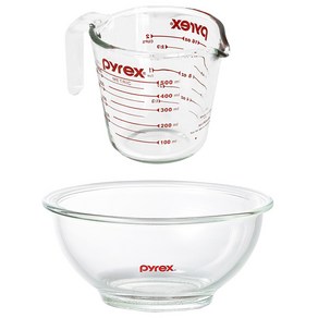 파이렉스 오리지날 계량컵 500ml + 믹싱볼 880ml 2종, 투명, 1380ml, 1세트