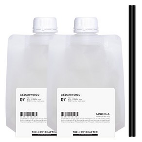 아로니카 챕터 디퓨저 리필 200ml x 2p + 섬유스틱 블랙 5p 세트, 시더우드, 1세트