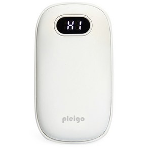 PLEIGO 포터블 보조배터리 겸용 온도 표시 양면 손난로, HW320, 화이트