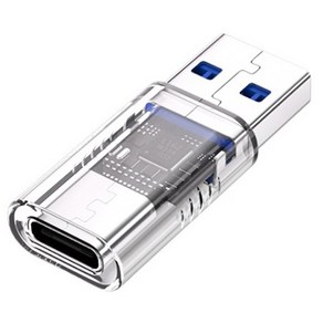 바라보고 A타입-C타입 USB 3 OTG 어댑터 변환 젠더, 투명, 1개, 34mm