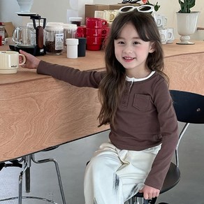 스타빈 여아용 레이어드 슬림 긴팔 티셔츠
