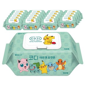 코디 아트앤 포켓몬 물티슈 캡형, 100매, 20개