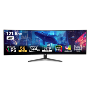 와사비망고 DQHD 144Hz NANO IPS 5K 게이밍 커브드 모니터, 124cm, Atview 490 5K HDR Cuved 144Hz