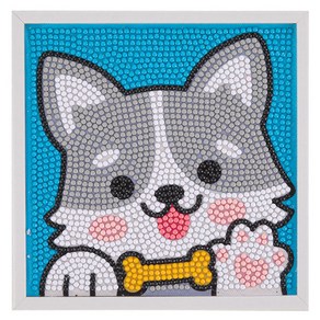 MYTOYS 액자형 귀여운 보석십자수 15 x 15 cm, 뼈다귀강아지, 1개
