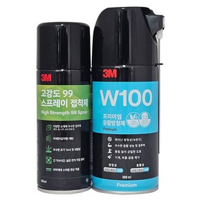 쓰리엠 프리미엄 윤활 방청제 360ml W100 + 99 스프레이 접착제 무색 155ml 세트, 1세트