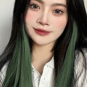 젤루나 발레아쥬 투톤 염색 컬러 긴생머리 부분 피스 붙임머리 가발 HB-23, 11 그린, 2개