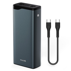 밸류엠 22.5W 고속 충전 PD 메탈 대용량 보조배터리 30000mAh +25W CtoC케이블, 혼합색상, VM-PM30APQ